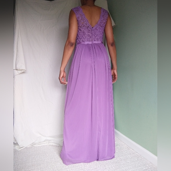 Women's purple David's bridal lace top flowy dress with slip - Picture 4 of 12